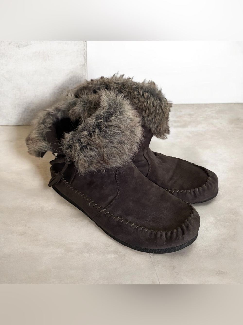 Madden Girl Finn Faux Fur Cuffed Moccasin Boots